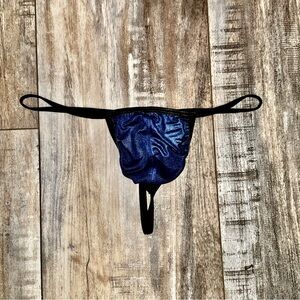 Navy Blue Wet Look G-String